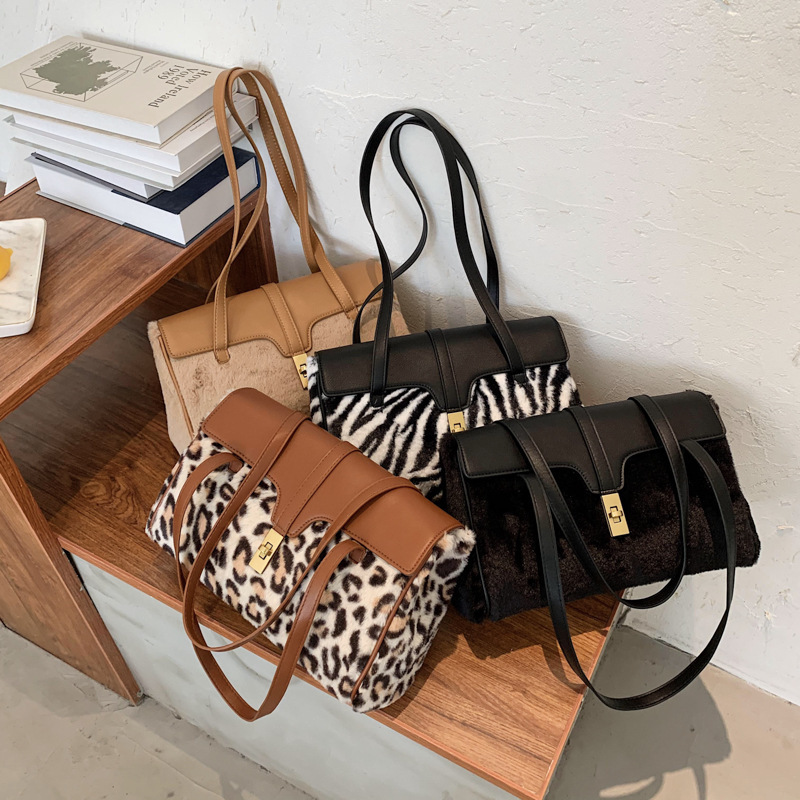 Fashion Leopard Print Fur Bags Women Handbags Purses for Women 2020 Handbag Luxury Handbags for Women
