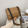 Soft Surface Rhombus Chain Embroidery Thread One-Shoulder Diagonal Small Square Bag