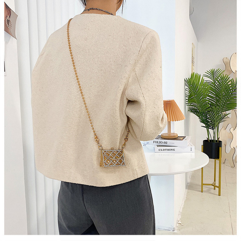 Creativity Metal Wrought Iron Diamond Face Chain Shoulder Bag Messenger Bag Wholesale Hollow Personality Women Handbags