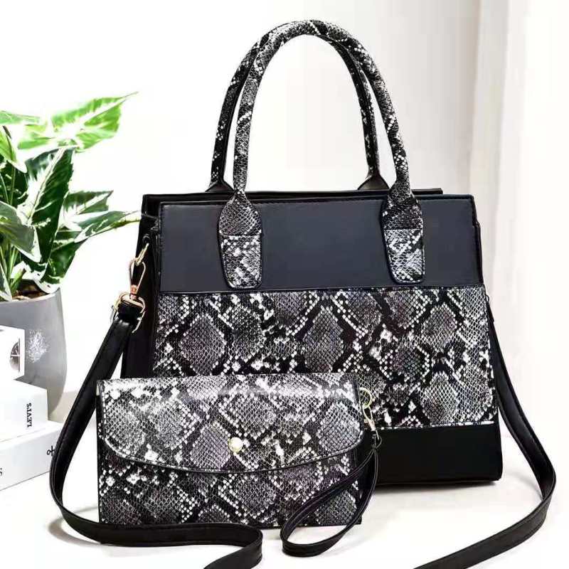 PU Leather Snake Pattern Two-Piece Suit Single Shoulder Handbag Mother-And-Child Bag