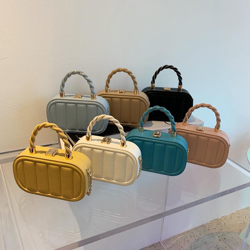 Elegant Ladies French Horizontal Bread Hand Bags Ins New Lady Woven Portable Box Bag Cross Body Handbag and Purse