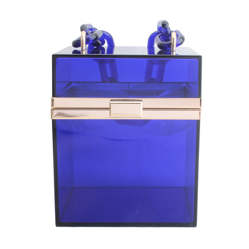 Transparent acrylic clear color box shaped handbags women hand bags chain purses bags women handbags ladies