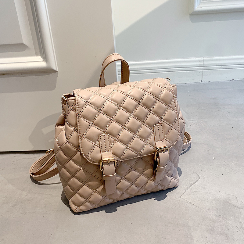 2021 Large-Capacity Bag Women Embroidery Diamond Check Bag Designer Handbags Korean Backpack Women'S Bag Designer Handbags