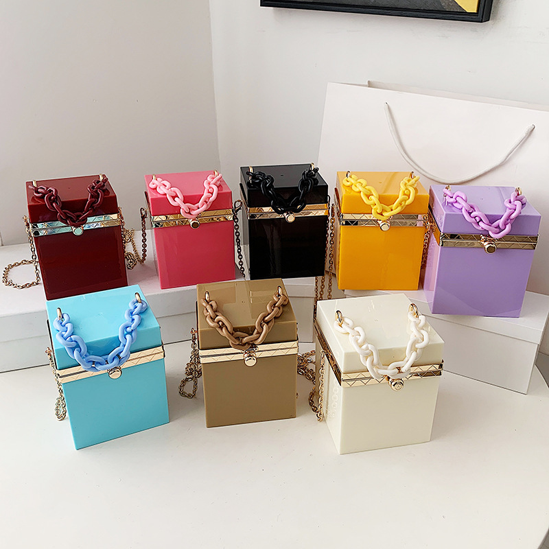 Fashion candy color PVC acrylic box bag women purses and handbags for women purses 2021