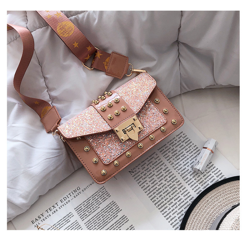 2021 Fashion Rivet Bags Chain Crossbody Purses Shiny Women Hand Bags Ladies Purses And Handbags