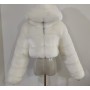 Euro-American Fur Coat Short Hooded Faux Fur Coat Imitation Fox Hair Long-Sleeved Stitching Female Coat