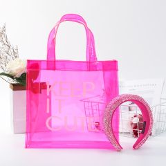 Bright Brick Headband Headgear And PVC Handbag Lady Tote Bag