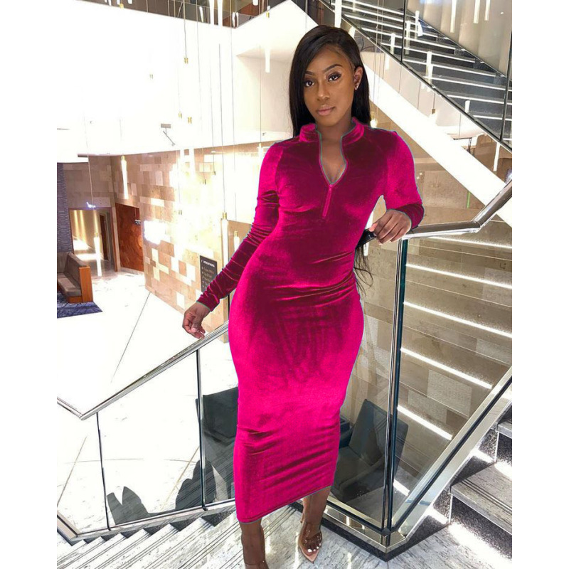 Fall New Ebay Amazon Independent Station European And American Women'S Hot Sale Korean Velvet Long-Sleeved Dress Pullover