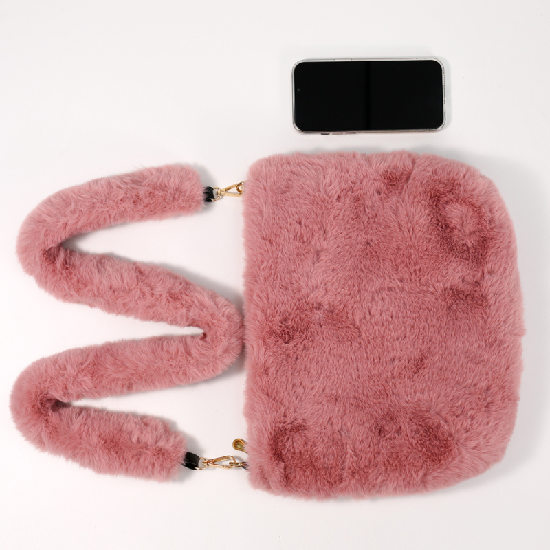 Warm Winter Diagonal One-Shoulder Plush Square Bag Luxury Women Handbag