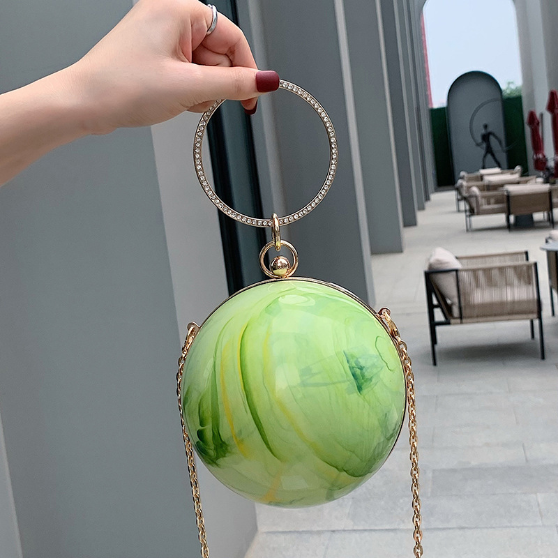 New Ladies Spherical Messenger Bag Summer Small Fresh And Cute Wrist Bag Fashion Acrylic Ladies Clutch Bag
