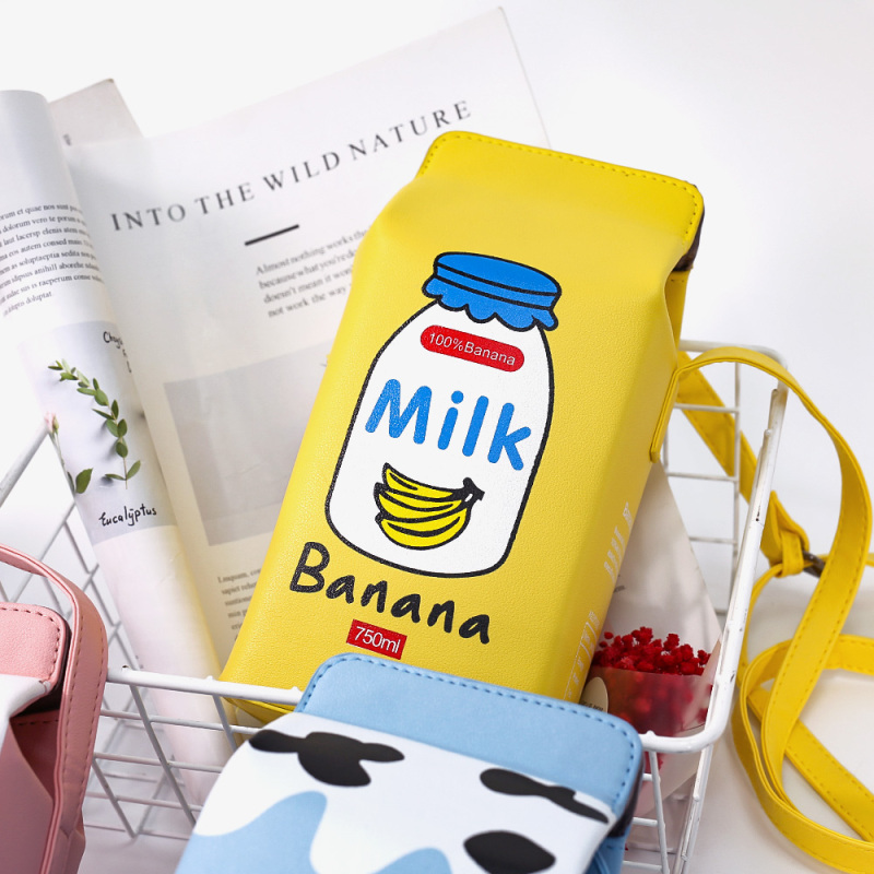Ins Cute Girl Heart Milk Banana Strawberry Crossbody Bag Women Socks Suit Cotton Socks Crossbody Bags 2021 Women Hand Bags Suit