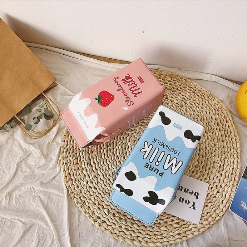 Pu Cute Strawberry Banana Milk Ladies Shoulder Bag
