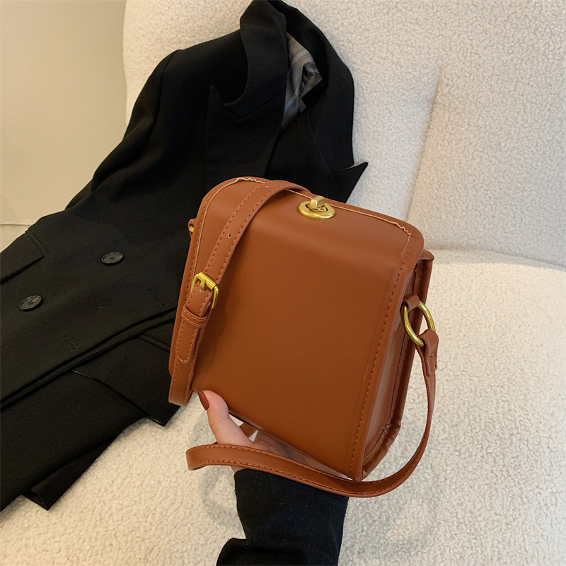 Leather Buckle One-Shoulder Messenger Bag Women Handbag Purse