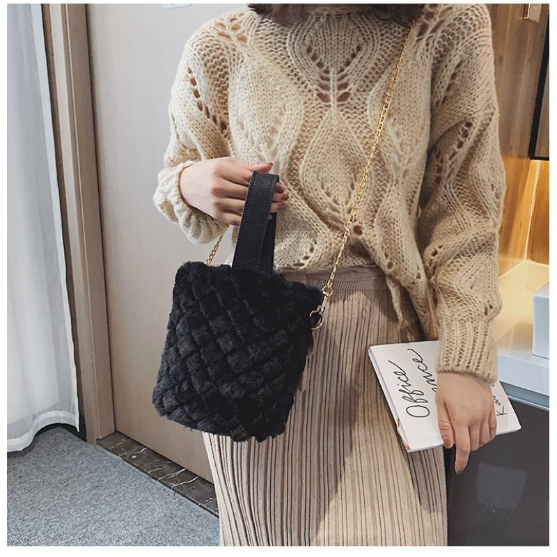 New plush faux fur bucket bag women handbags luxury handbag for women purses and handbags