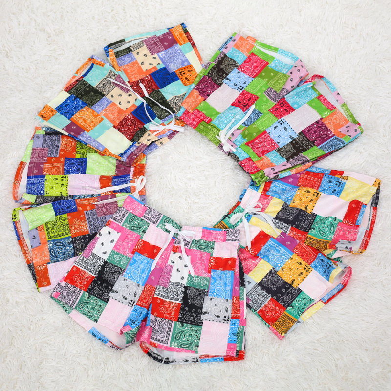 Wholesale Women Plus Size Summer Fashion Hot Color Block Print Bandanna Beach Clothes Women Sports Pants Women'S Shorts