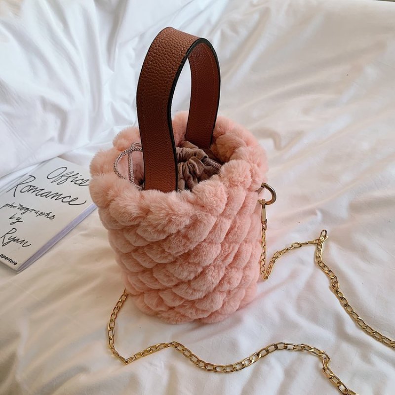 New plush faux fur bucket bag women handbags luxury handbag for women purses and handbags