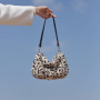 Ins 2021 New Trendy Fashion Handbag Wild Shoulder Handbag Autumn Winter Plush Leopard Print Underarm Bag Female Women Hand Bags