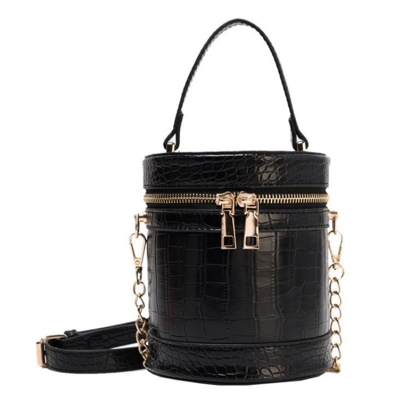 Crocodile Pattern Leather Handbags Bucket Bag Chain Shoulder Bag Mini Handbags for Women Purses