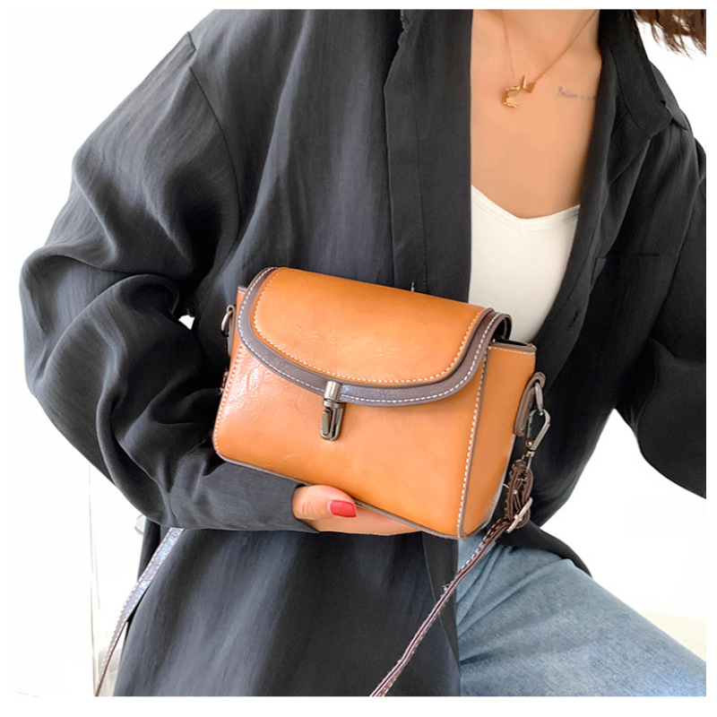 Luxury Leather One-Shoulder Messenger Small Square Bag Women Handbag