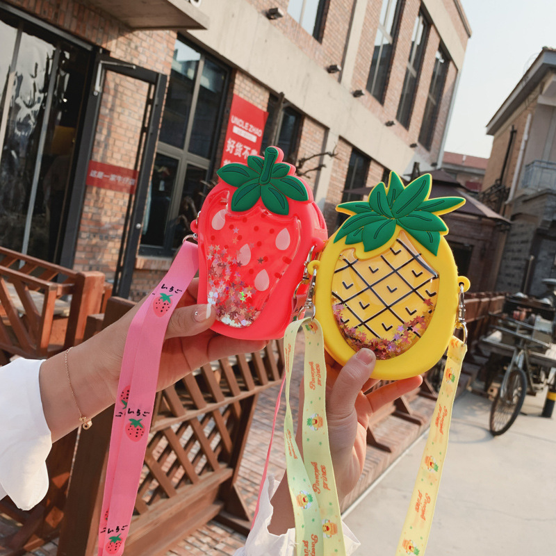 Ins Trendcy Influence Cute Girl Heart Fruit Coin Purse Summer Creative Sling Bag Princess Mini Bags Cross Body Bag