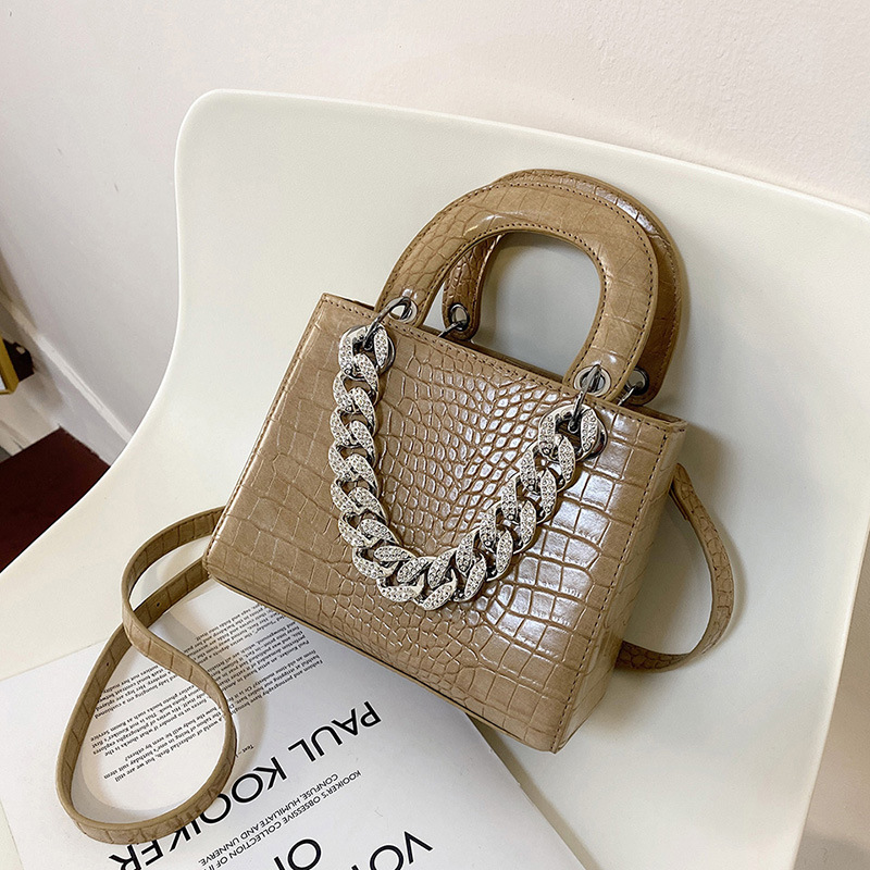 Popular Crocodile Pattern Rhinestone Chain Bag Fashion Shoulder Handbags Hand Bags Women Handbags Ladies Purse