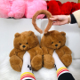 Plush Headband Accessories And Fur Bear Slippers Set
