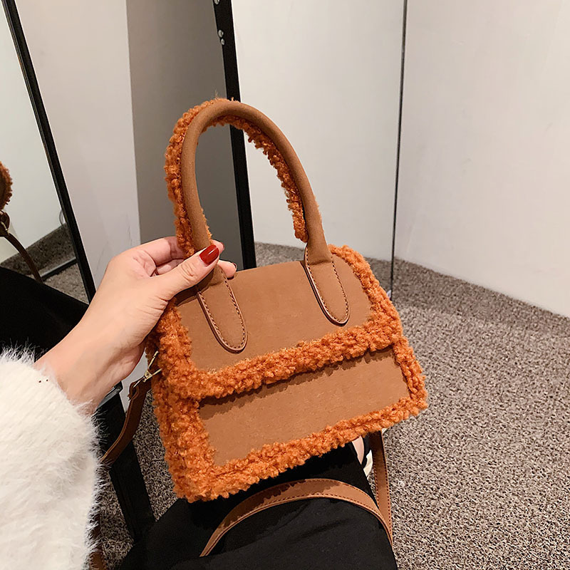 New Winter Pu Leather Matte Plush Handbag Ins Fashion Suede Bags Women Handbags Ladies Purse Fur Bags Women Handbags Ladies