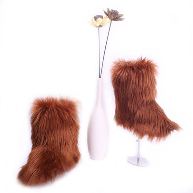 Euro-American Mid-Tube Flat-Bottomed New Casual Women'S Shoes For Winter Plus Fluffy Snow Boots Women'S Boots