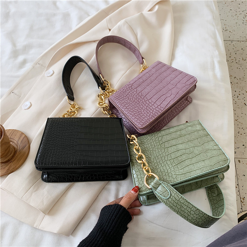Crocodile Pattern Luxury Leather Shoulder Women Handbags 