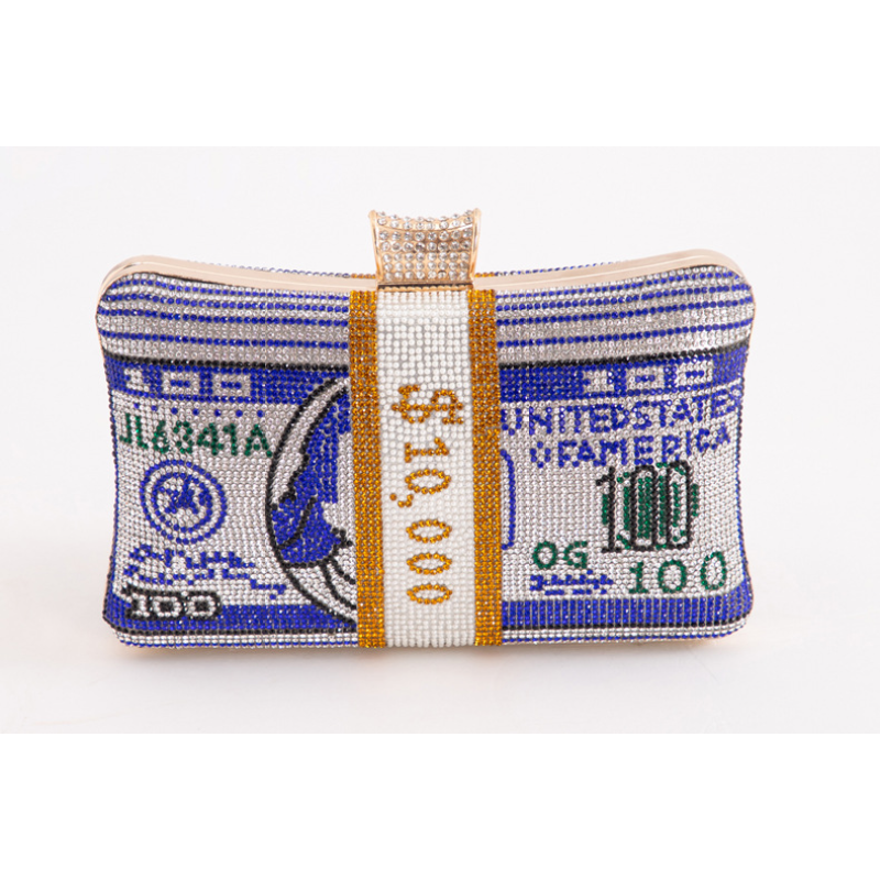 Wholesale Luxury Money Rhinestone Dollar Party Clutch Bags Ladies Evening Bags Handbags