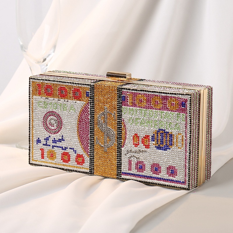 Wholesale Bling Glitter Purses Luxury Handbags Diamond Clutch Dollar Bags Money Purse Women Hand Bags