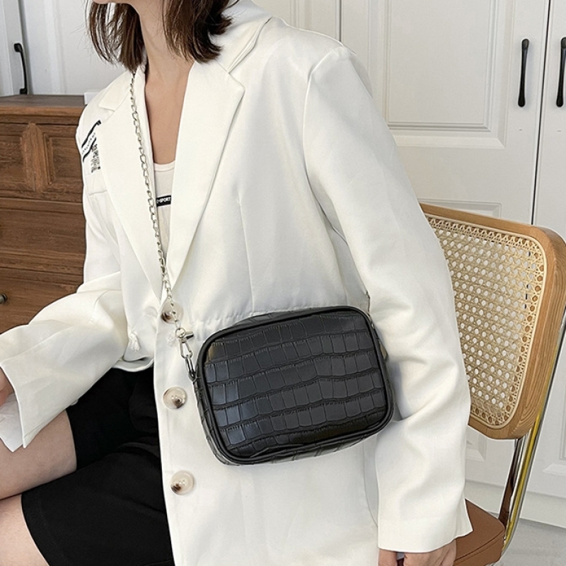 Small Square Bag Stone Grain Crossbody Bread Chain Handbag
