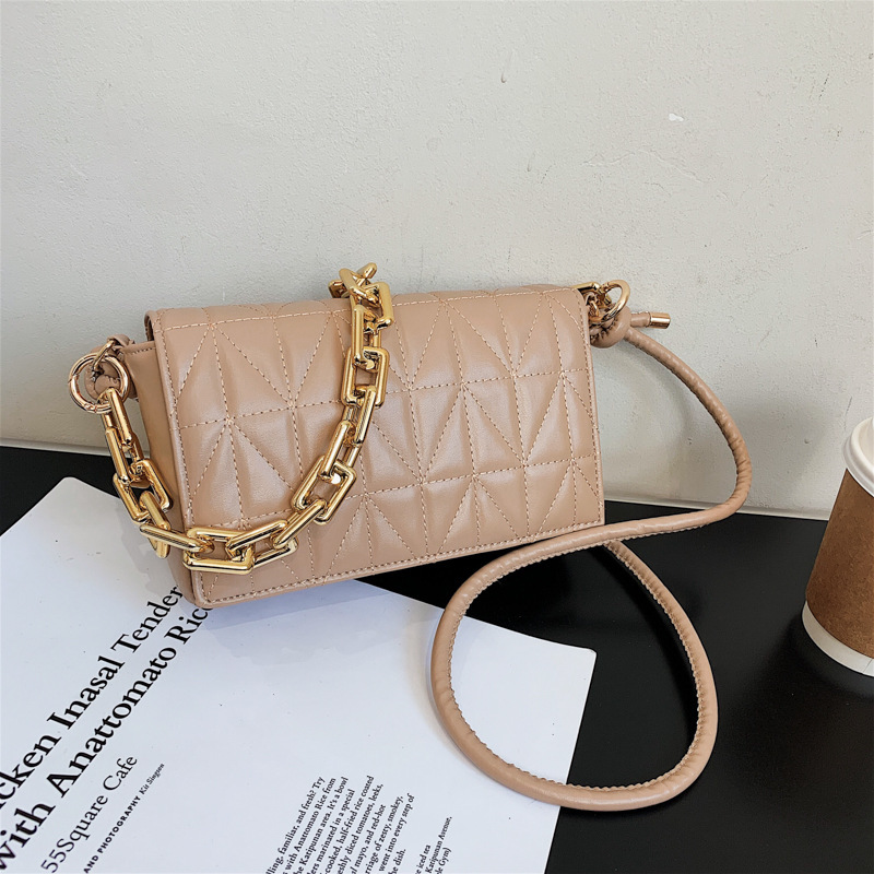 Summer One-Shoulder Small Square Bag Female 2021 New Trendy Fashion Chain Crossbody Bag Texture Western-Style Lady Bag