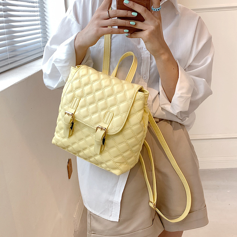 2021 Large-Capacity Bag Women Embroidery Diamond Check Bag Designer Handbags Korean Backpack Women'S Bag Designer Handbags