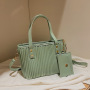 New Large-Capacity Tote Bag Vertical Stripes Elegant Ladies Shoulder Bag Ins Popular Messenger Bag