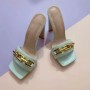 Summer Latest Candy Color Crewcut Thick Heels Slippers Metal High Heel Slippers Sandals For Women Sandals