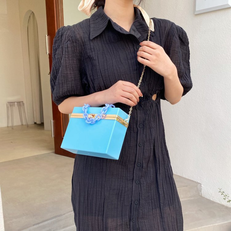 2021 new square box lock acrylic bag wholesale crossbody bags women handbags purse lady handbags