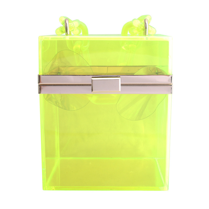 Transparent acrylic clear color box shaped handbags women hand bags chain purses bags women handbags ladies