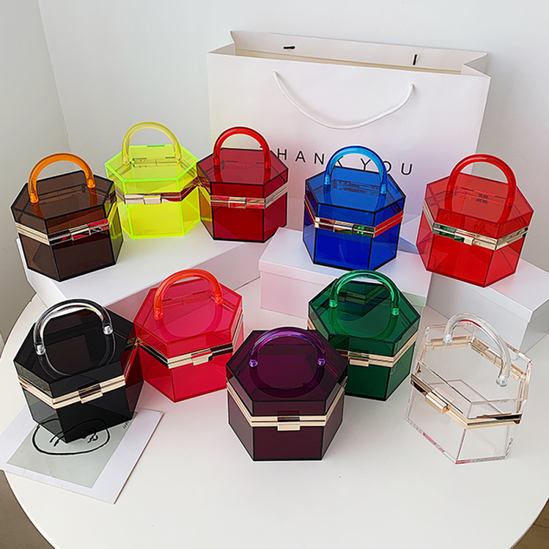 Transparent Acrylic Clear Color Box Purses Clutch Bag Handbag Women Ladies Purses and Handbags Luxury Handbags for Women
