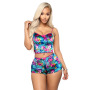 2021 Hollow Sexy Print Slim Velvet Two-Piece Shorts Nightclub Outfit