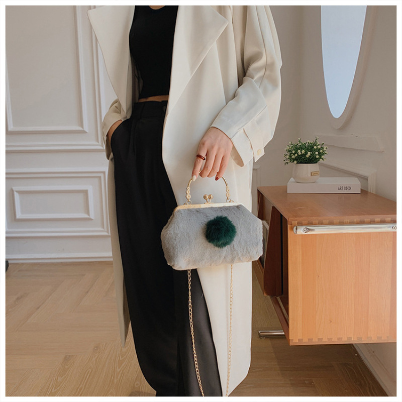 Ins Sweet And Cute Plush Crossbody Handbags Autumn And Winter New Korean Purses 2021 Women Hand Bags