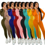 Amazon Wish Hot Sale Hot Sale Euro-American Women'S Hooded Solid Color Jumpsuit