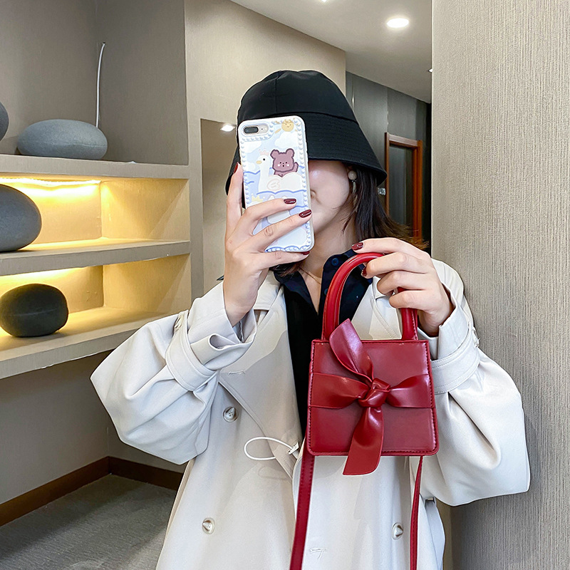 Cute Mini Bag Bow PU Crossbody Handbags Kid Purses