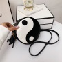 Colorblock Leather One-Shoulder Diagonal Mini Ladies Round Bag