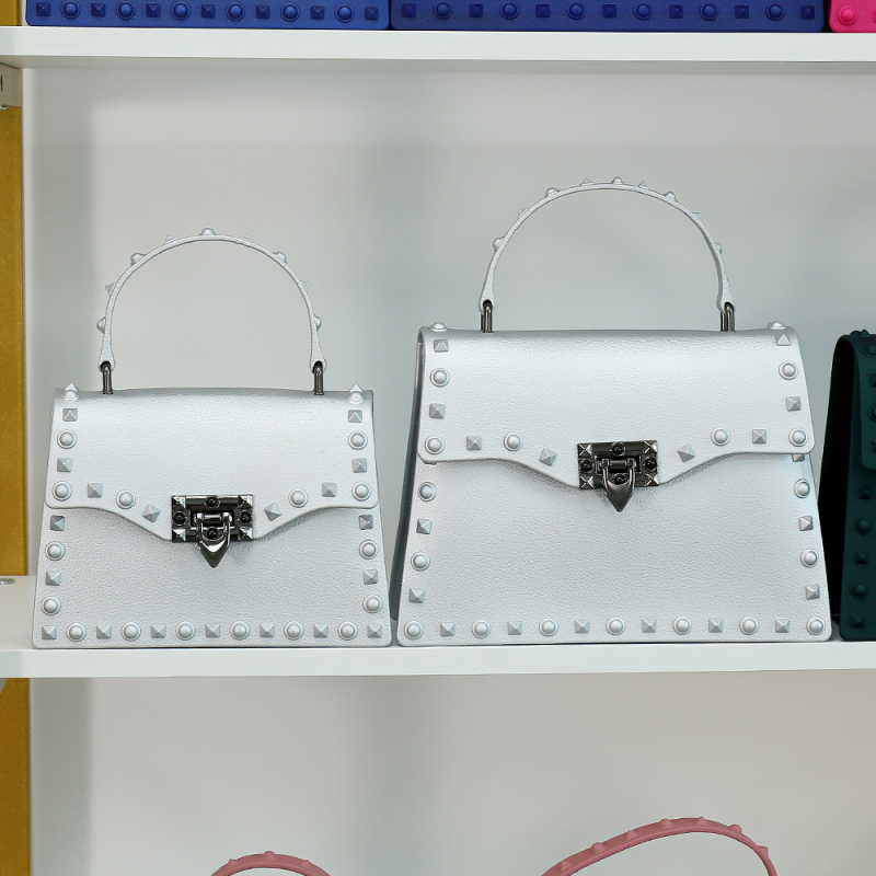 Fashion designer handbags famous brands matte pvc bag rivet jelly purse handbags for women purses and handbags