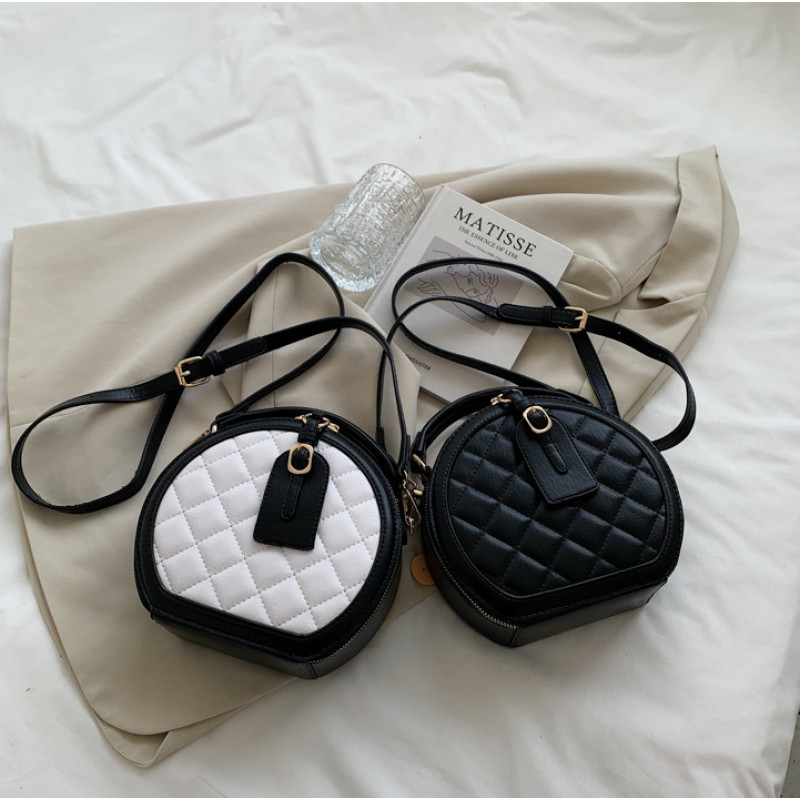 2021 New Wave Fashion Texture Portable Small Round Women Hand Bags Popular Crossbody Bag Round Cake Bag Purses And Handbags