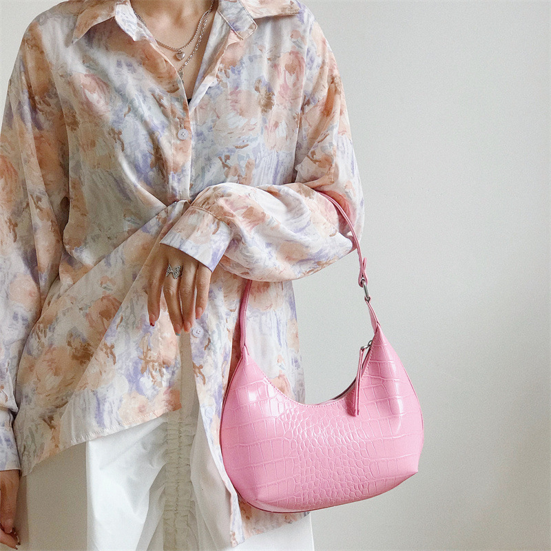 New Crocodile Pattern Light Luxury Ladies Handbag Korean Simple And Fashionable Shoulder Bag Ladies Elegant Underarm Bag Handbag