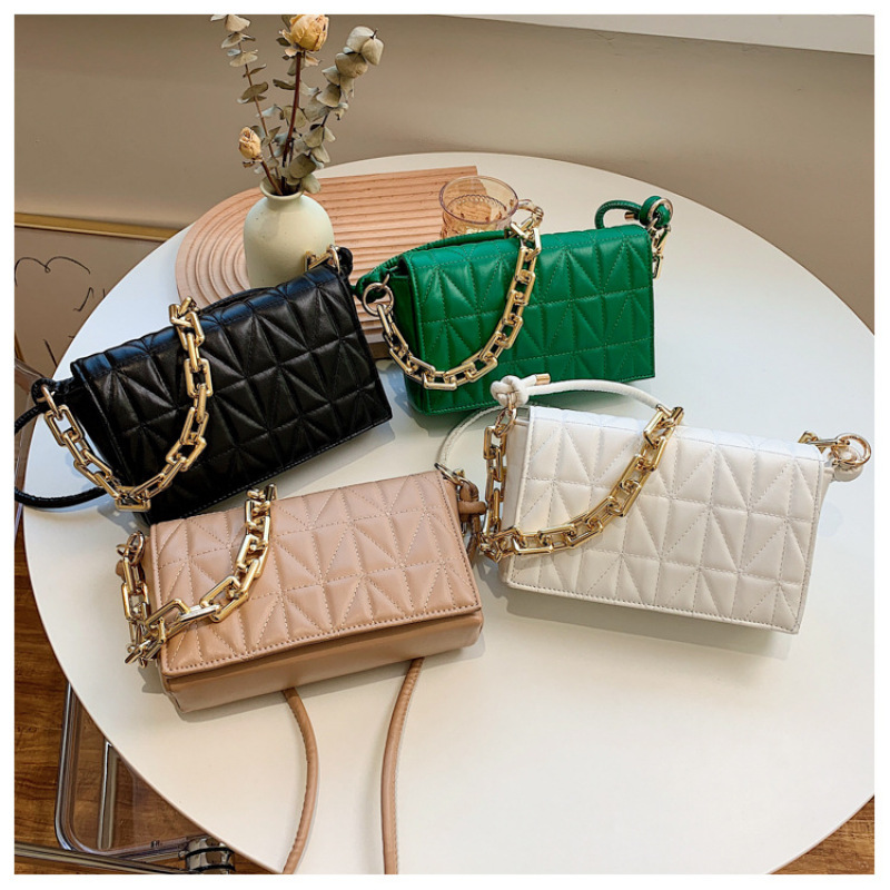 Summer One-Shoulder Small Square Bag Female 2021 New Trendy Fashion Chain Crossbody Bag Texture Western-Style Lady Bag