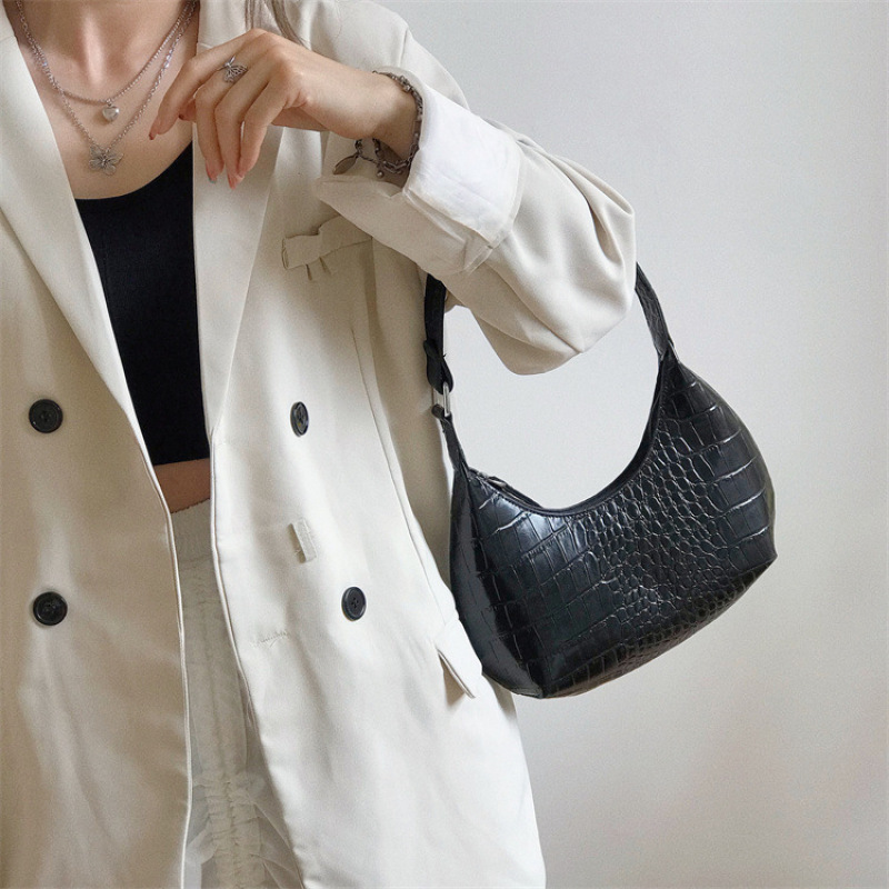 New Crocodile Pattern Light Luxury Ladies Handbag Korean Simple And Fashionable Shoulder Bag Ladies Elegant Underarm Bag Handbag