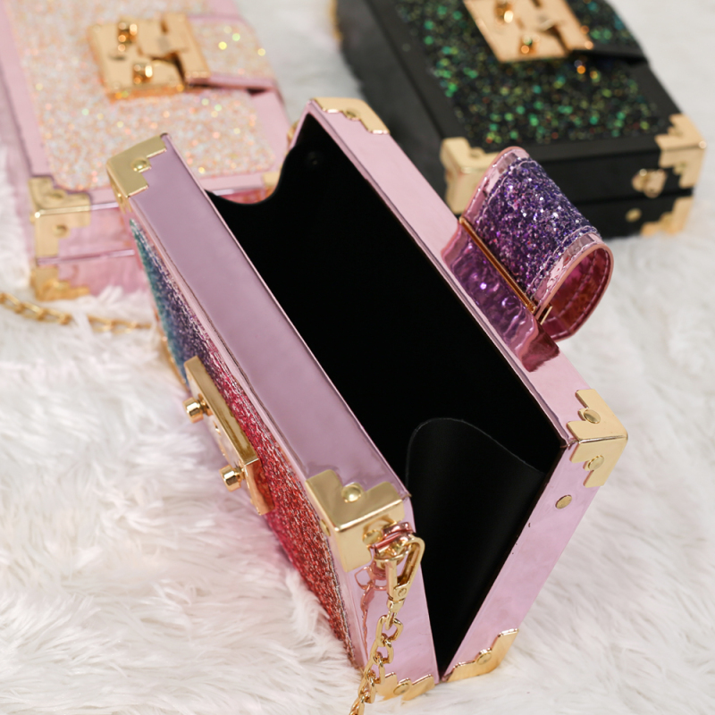 Wholesale Luxury Messenger Bags Fashion Purses Lock Sequins Chain Clutch Bag Bling Purse And Handbags Women
